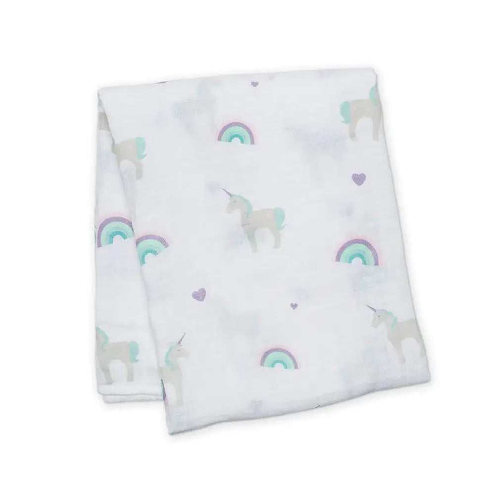 Lulujo - Classic Muslin Swaddle- Rainbows & Unicorns