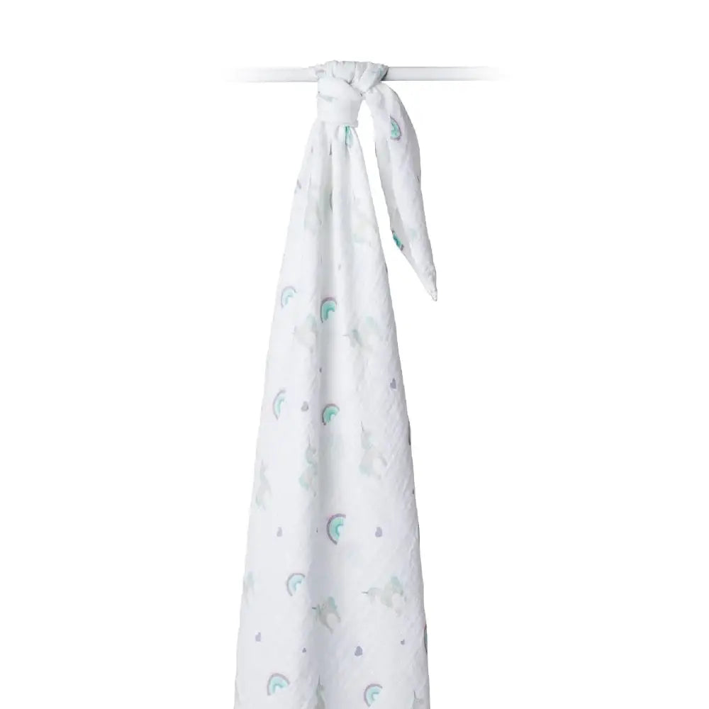 Lulujo - Classic Muslin Swaddle- Rainbows & Unicorns