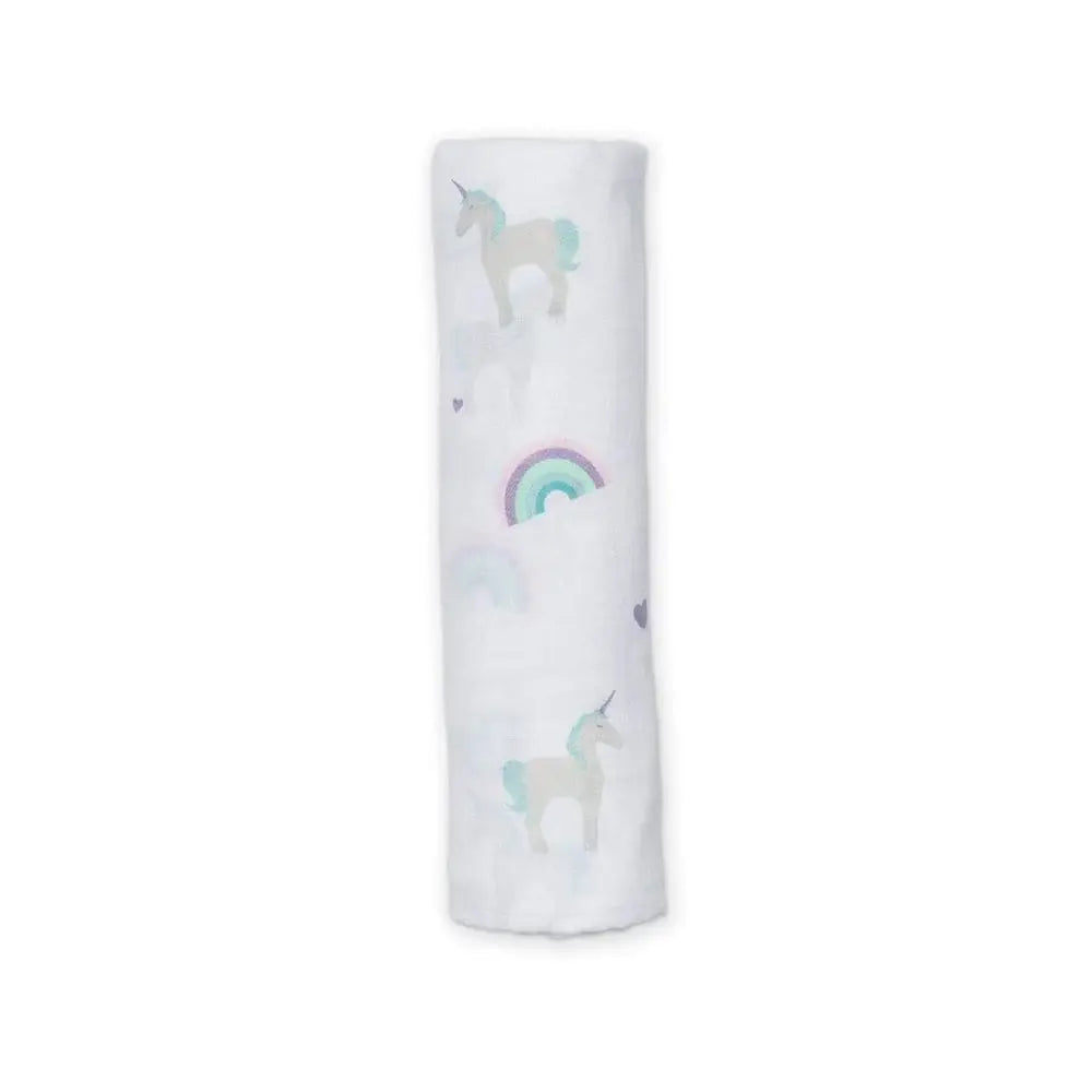 Lulujo - Classic Muslin Swaddle- Rainbows & Unicorns